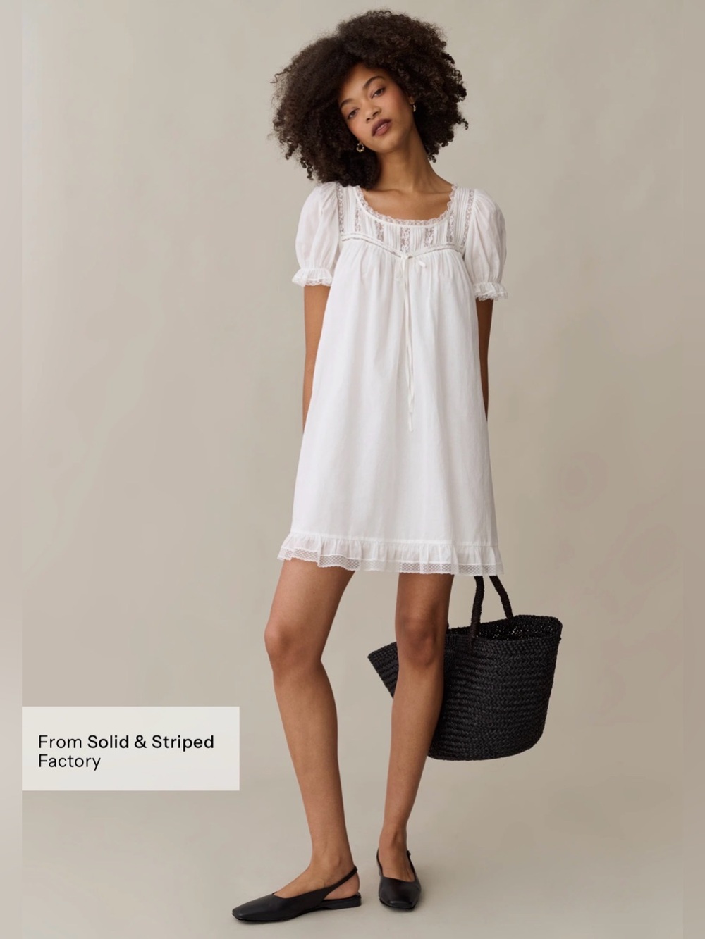 Few Moda White Cotton Lace Puff Sleeve Mini Dress XS NWT